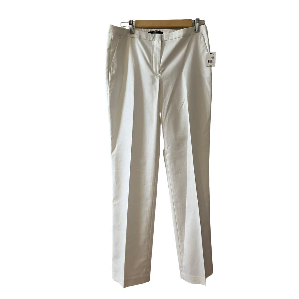 Tahari straight leg work pants white cotton 8